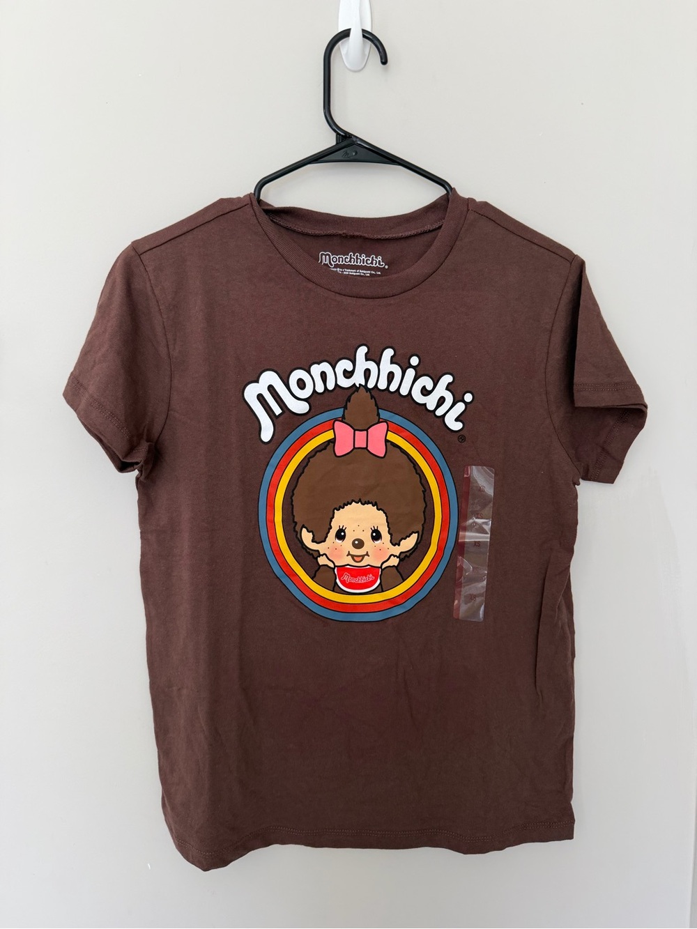 Monchhichi Brown Graphic Print Crew Neck Cotton Jersey Short Sleeve Tee XS